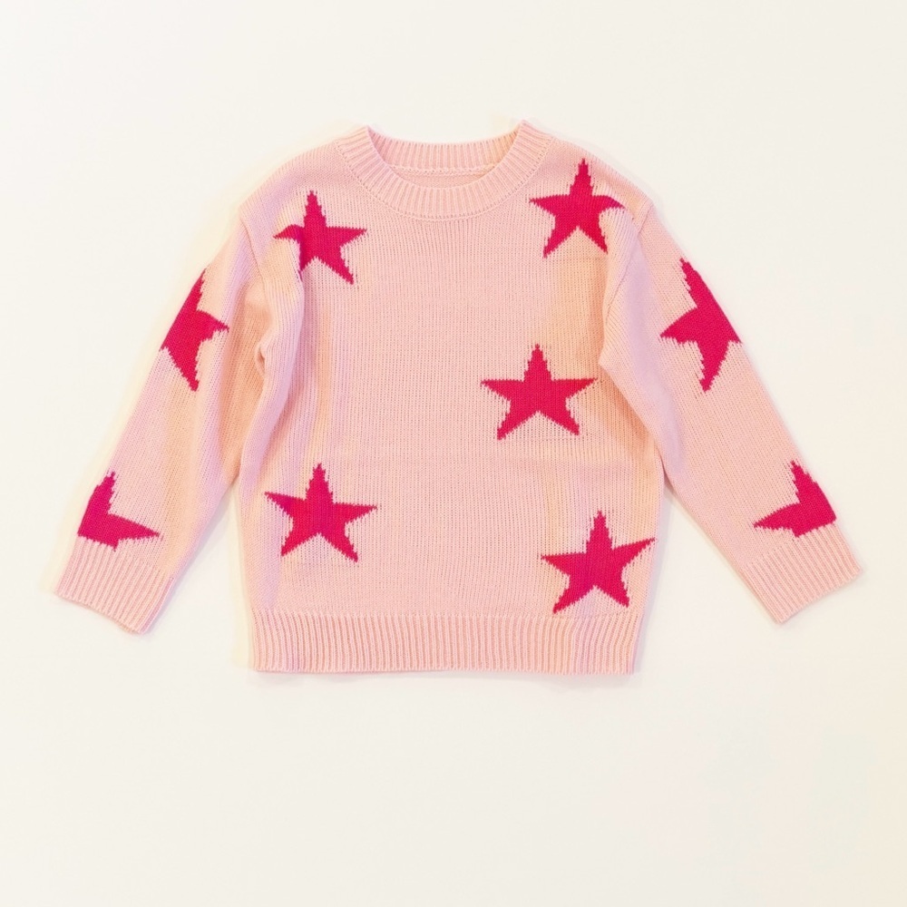 SHEIN Girl’s Pink Star Sweater